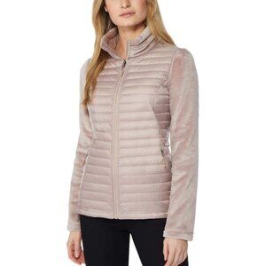 32 Degrees Women's Size L Pink Mauve Mixed Media Faux Fur Down Puffer Jacket